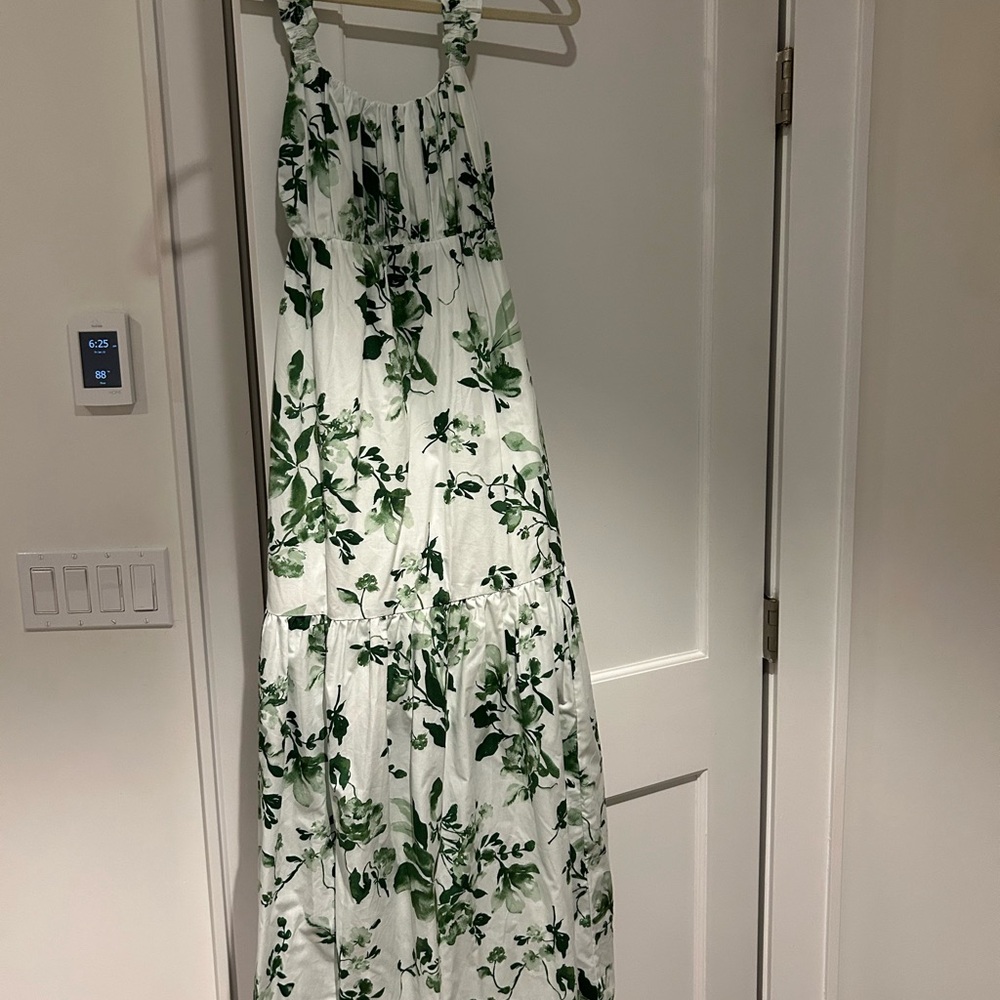 Abercrombie & Fitch White Dress with Green Floral Design